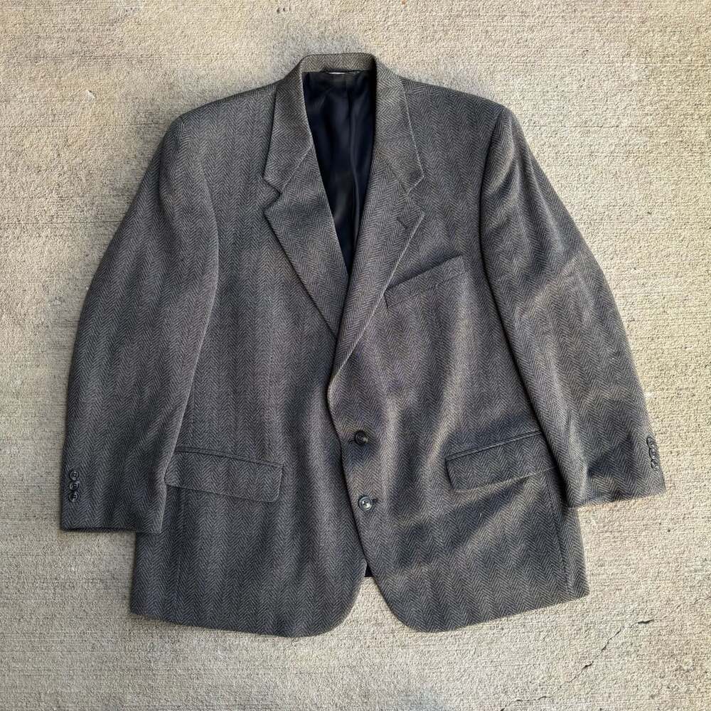 Christian Dior Le Connaisseur Blazer Size 44R Gray Herringbone Wool Jacket
